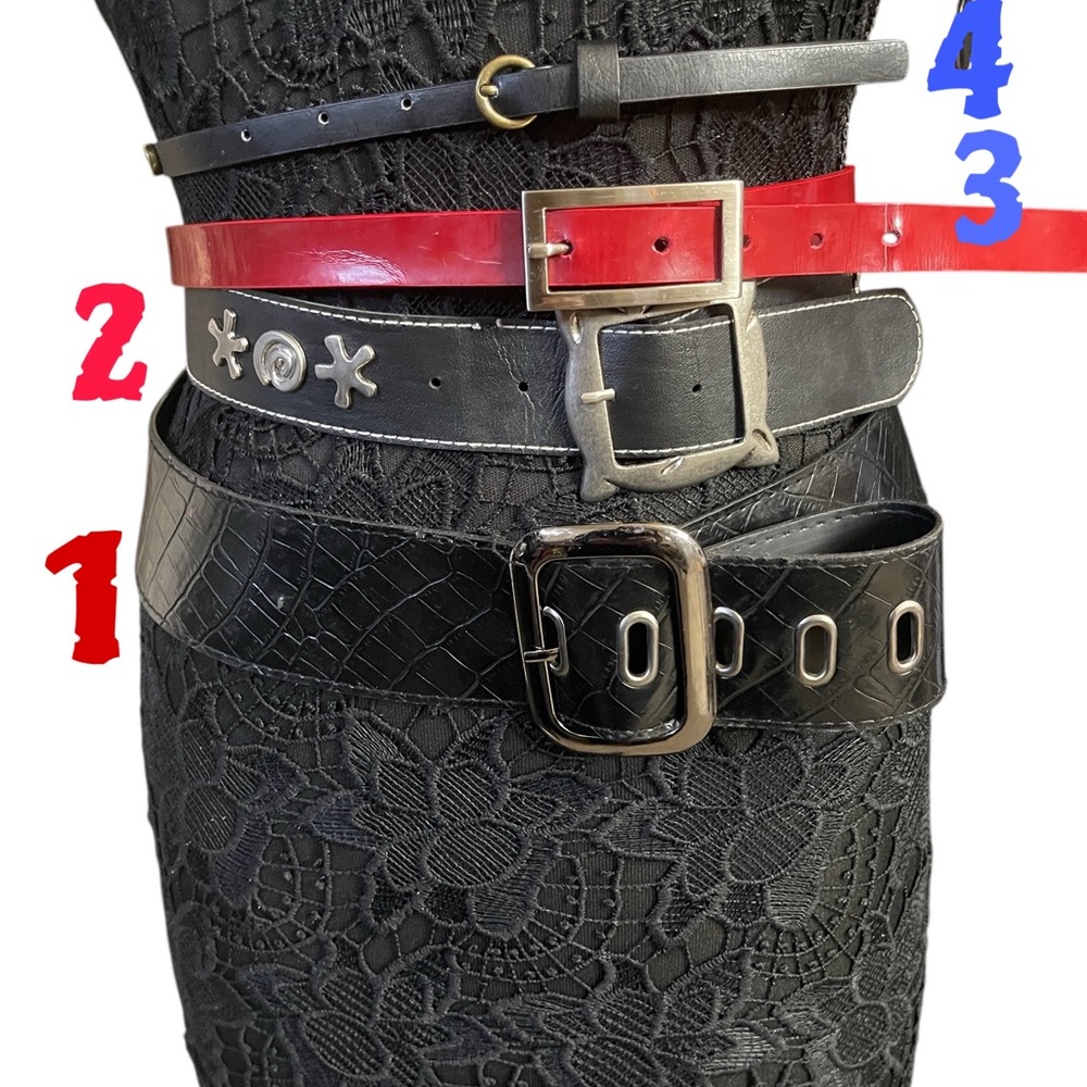 Stylish Black and Red Leather Belts